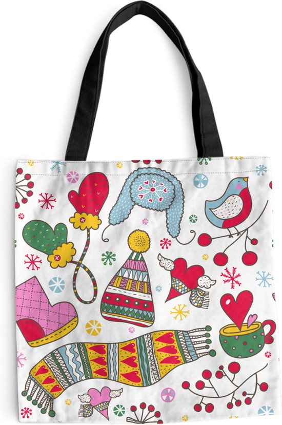 MuchoWow® Sac Bandoulière - Sac Plage - Motifs Shopper - Hiver - Noël - 40x40 cm - Sac Coton