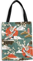 Sac bandoulière - Sac de plage - Shopper Crane - Sakura - Soleil - Motifs - 40x50 cm - Sac en coton