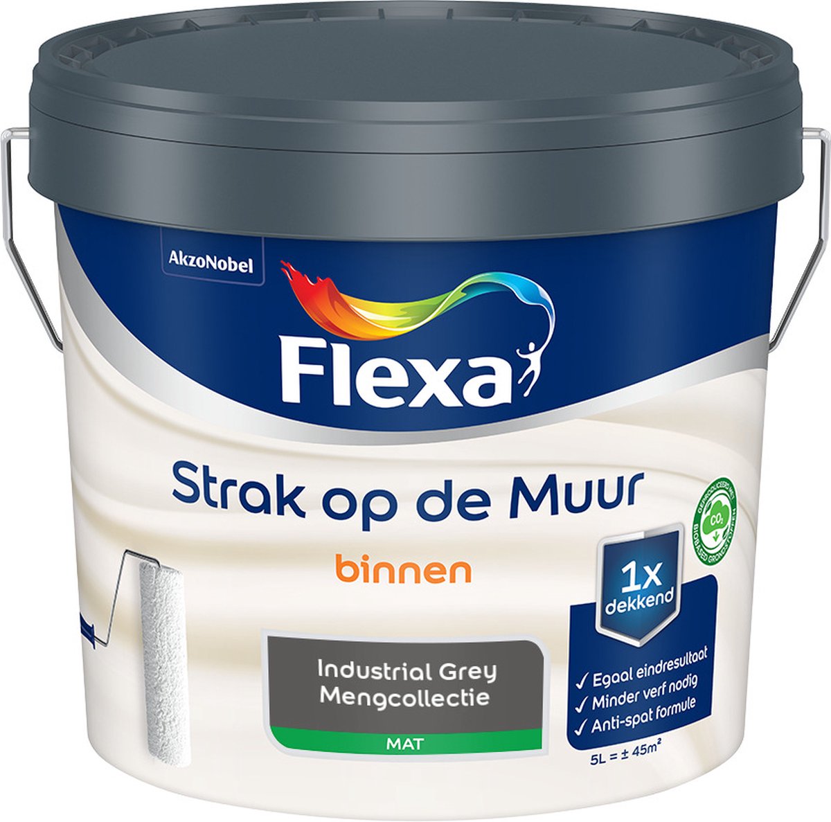 Flexa Strak op de muur - Muurverf - Mengcollectie - Industrial Grey - 5 Liter