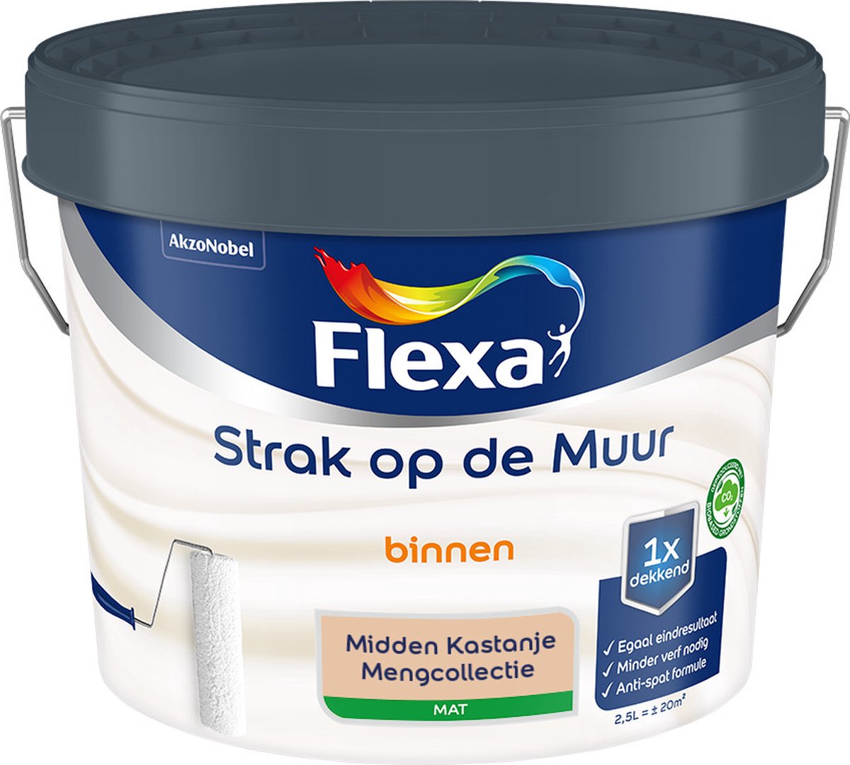 Flexa - Strak op de muur - Muurverf - Mengcollectie - Midden Kastanje - 2,5 liter