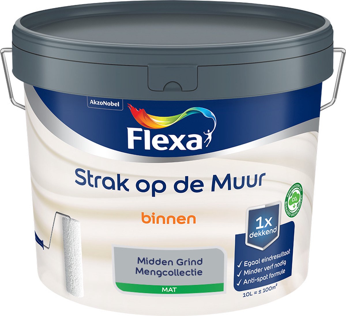 Flexa Strak op de Muur Muurverf - Mat - Mengkleur - Midden Grind - 10 liter
