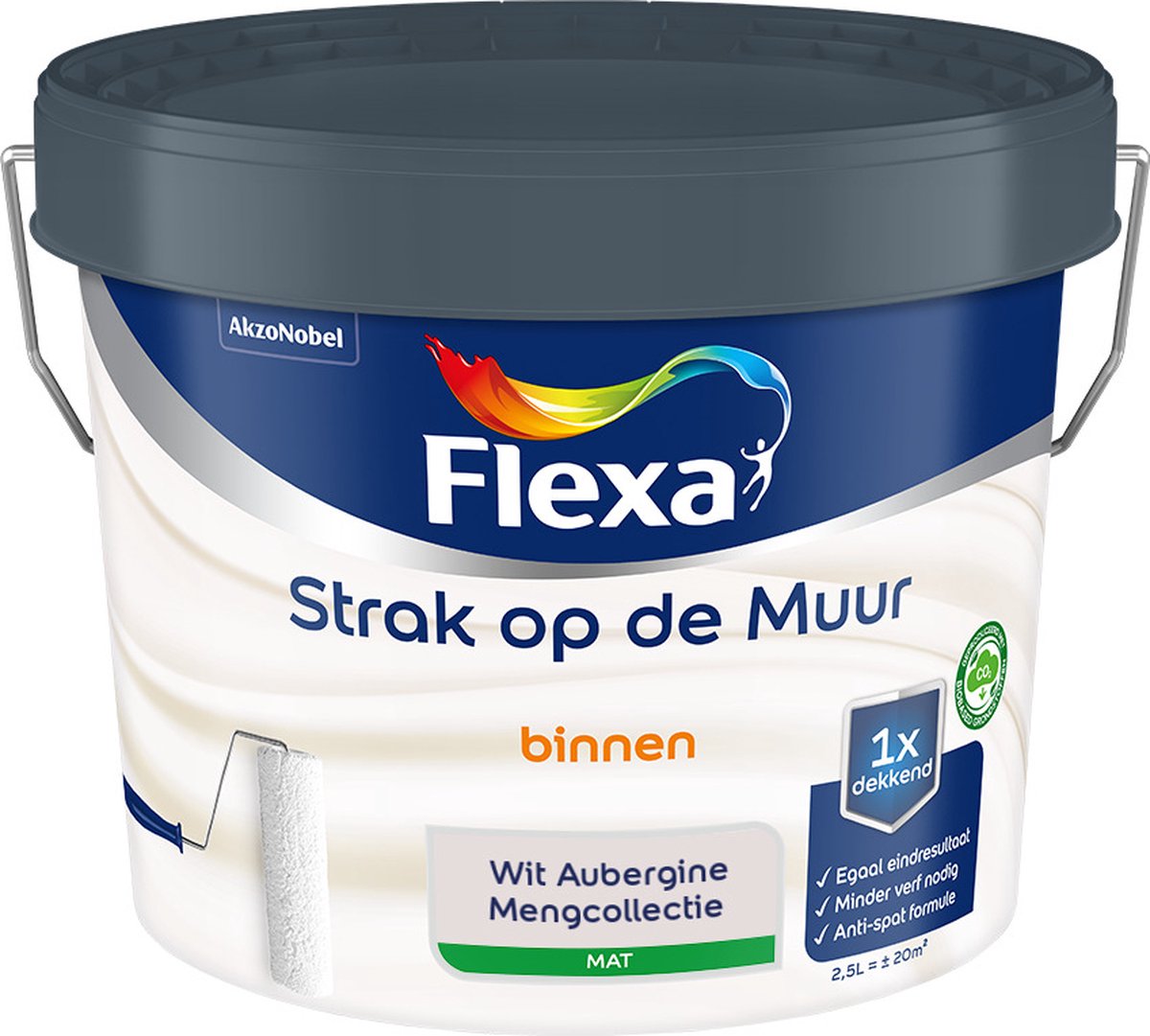 Flexa - Strak op de muur - Muurverf - Mengcollectie - Wit Aubergine - 2,5 liter
