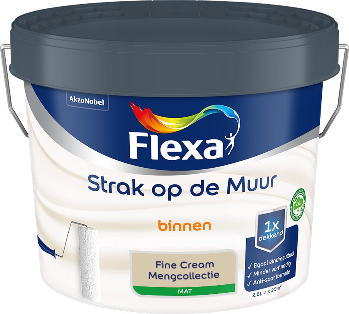 Flexa Strak op de Muur Muurverf - Mat - Mengkleuren Collectie - Fine Cream - 2,5 liter