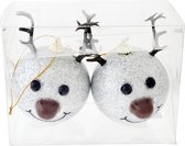 Cosy & Trendy Kerst - Kerstballen - Set van 2 - Rendierkerstbal - LED - Zilver