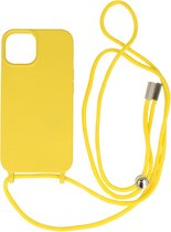 iPhone 14 Plus Hoesje Backcover Telefoonhoesje met Koord - 2.5mm Dikke - Geel