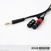 6.3 mm stereo J. naar 2x XLR kabel, 1.5 m, m/f, GP | Signaalkabel | sam connect kabel