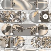 Dutch Wallcoverings - Pop- skateboard beige/grijs - vliesbehang - 10m x 53cm - M478-09