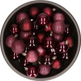 Kerstballen - 48x stuks - kunststof - donkerrood - 6 cm - onbreekbaar