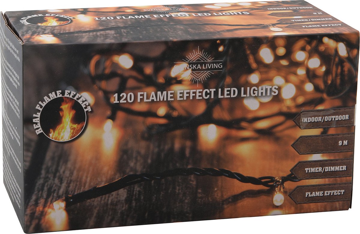 Svenska Living Kerstverlichting - 120 lampjes - warm-wit - met vlam - 900 cm