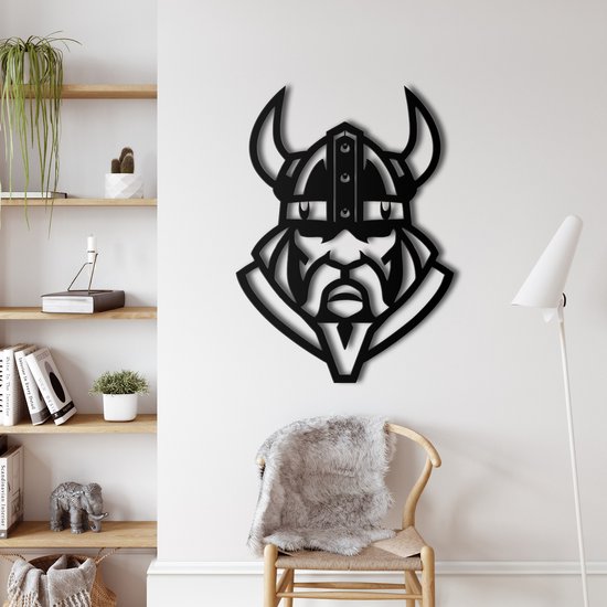Wanddecoratie |Viking Krijger / Viking Warrior| Metal - Wall Art | Muurdecoratie | Woonkamer | Buiten Decor |Zwart| 33x45cm