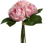Atmosphera kunstbloemen boeket 9 roze rozen 30 cm