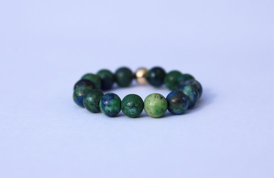Bixorp Gems Gemstone Ring of Azurite + Malachite - 4mm Perles Ring - Cadeau pour elle