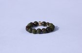 Bixorp Gems Gemstone Ring of Unakite - 4mm Perles Ring - Cadeau pour elle