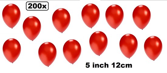 200x Mini ballon metallic rood 5 inch(12cm) met ballonpomp - Festival liefde thema feest party verjaardag huwelijk