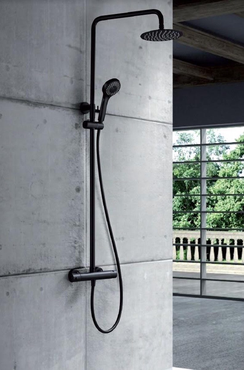 Luxor Opbouw Doucheset Mat Zwart Regendouche Ø 25 cm bol