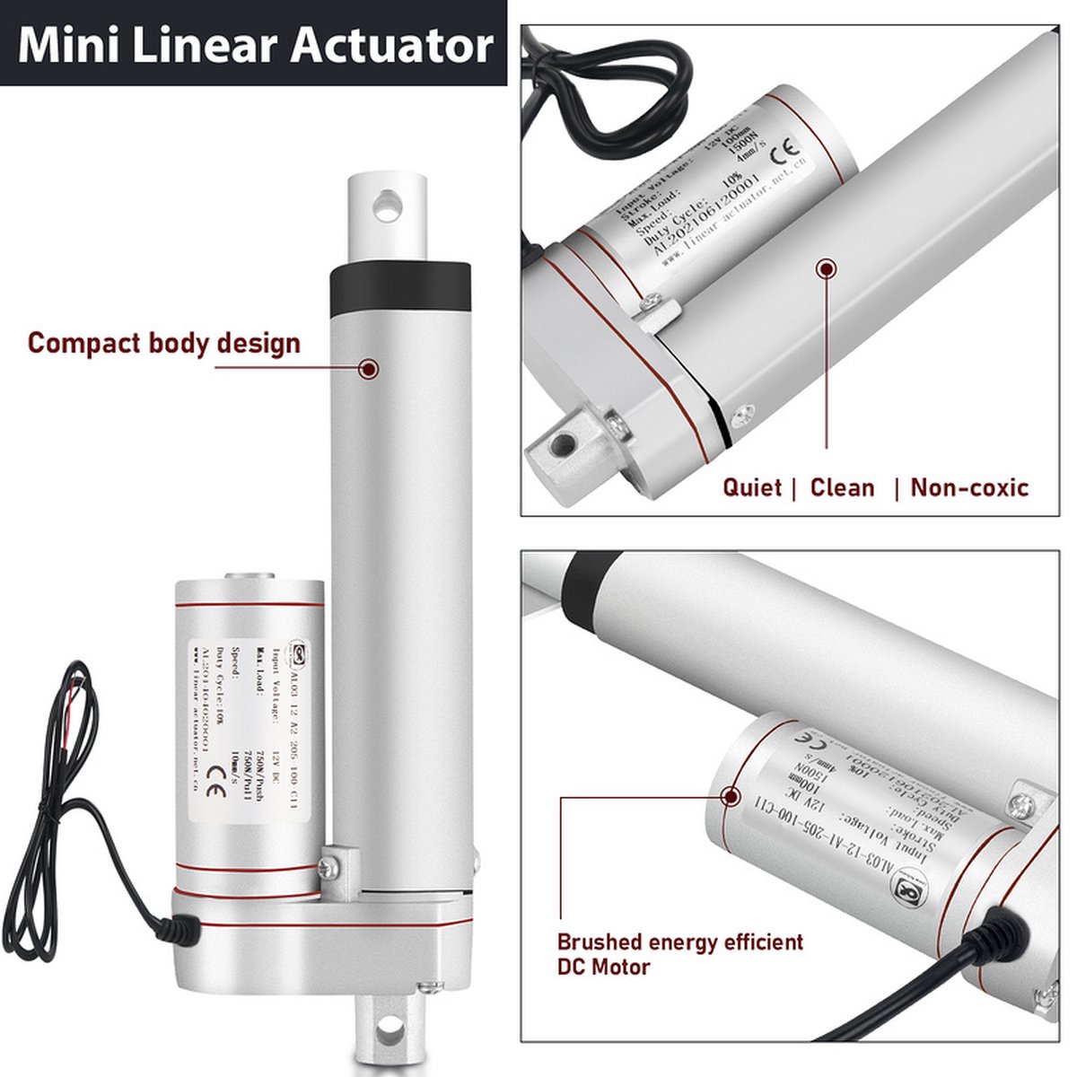 Linear Actuator 12V 150mm High Frequency Geared Motor Linear Actuator(Stroke 150mm-15mm/s-50N