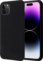 Coque iPhone 14 Pro - Coque arrière mate Coque en Siliconen microfibre Zwart