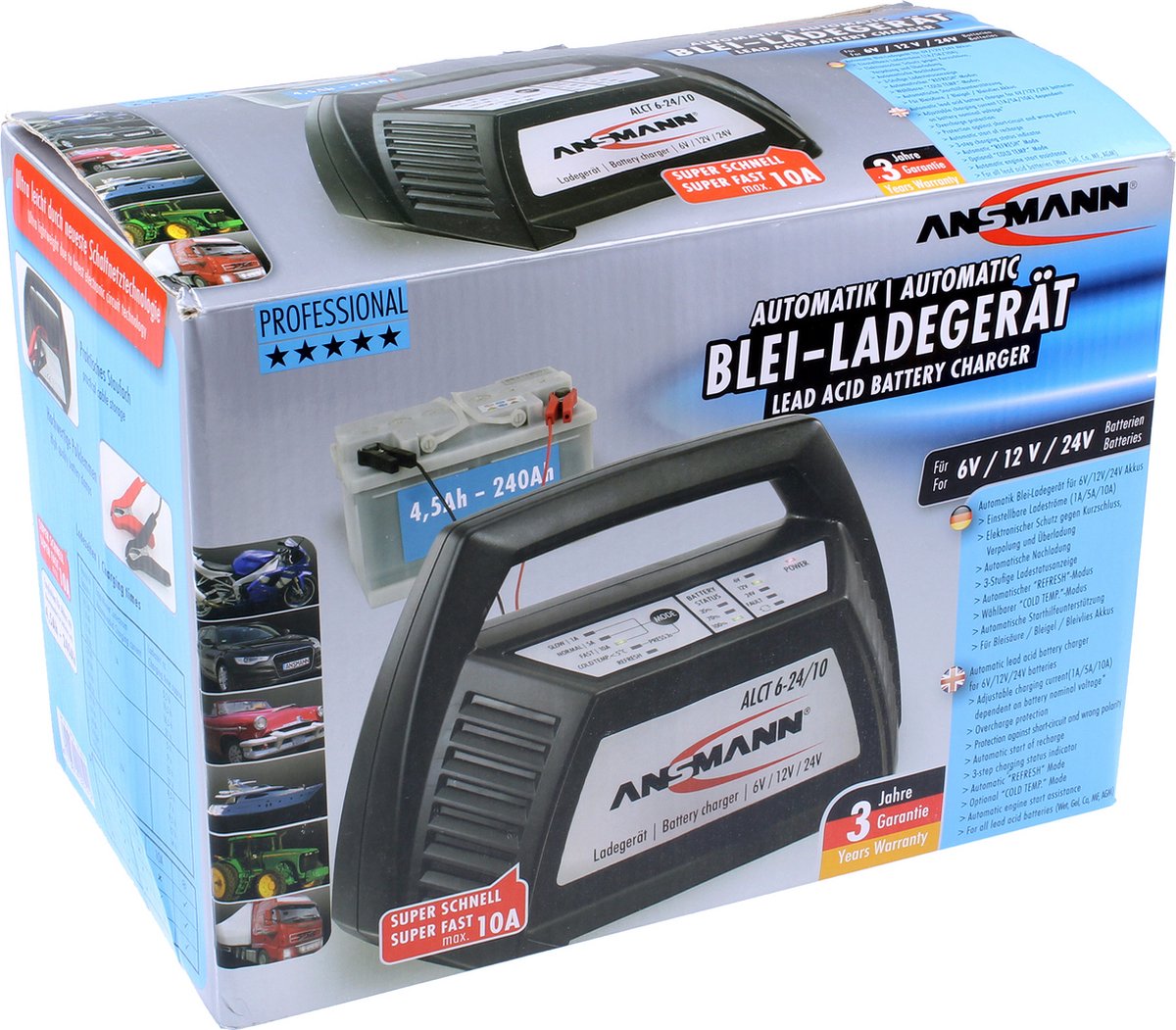 Ansmann Automatische oplader ALCT 6-24/10 - Acculader 6 V, 12 V, 24 V