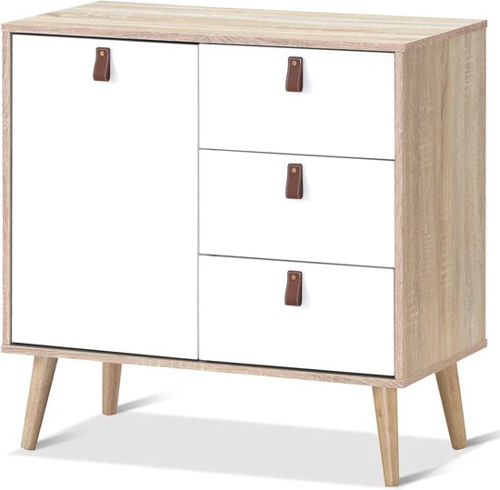 Wit - 56 cm - Hout - 3 laden - Klein Commodes