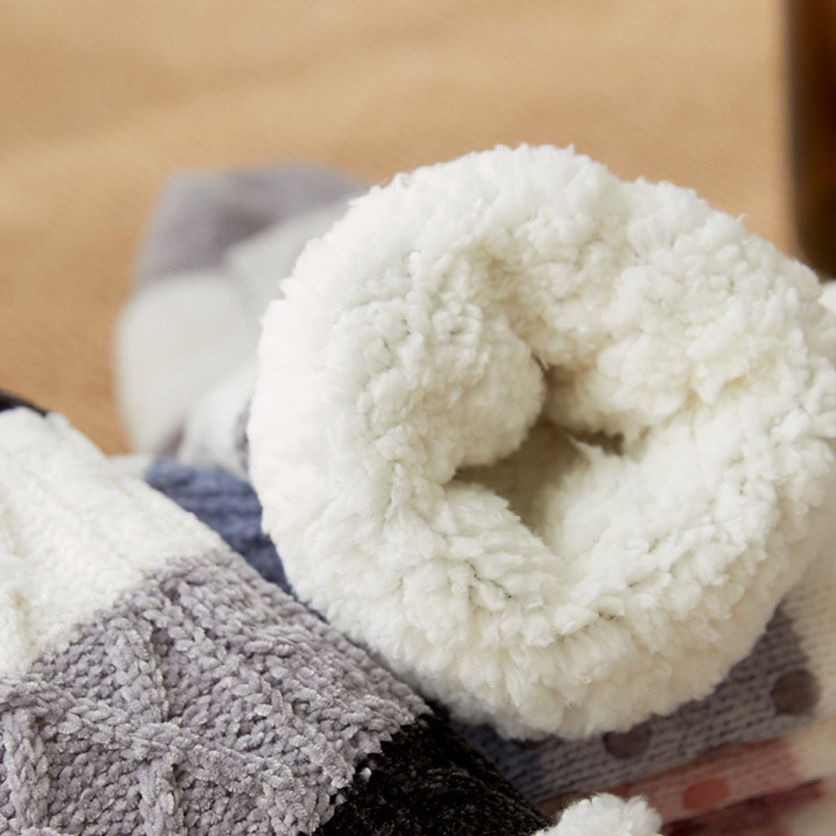 Anti-slip gebreide trui warme huishouden vloersokken voor vrouwen, Santa3, Eén maat