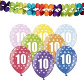 Partydeco 10e jaar verjaardag feestversiering set - Ballonnen en slingers