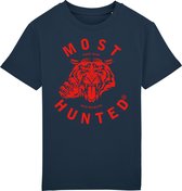 Most Hunted - kinder t-shirt - tijger - navy - rood - maat 110/116