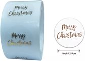 Transparant met Goud Kerststickers op rol - 500 stuks !! - Stickers Kerstmis - Sluitstickers Kerst - Merry Christmas - Christmas Stickers - Doorzichtig - Gold