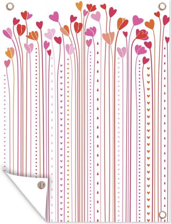 Une illustration de poster jardin coeurs en croissance 120x160 cm - Toile de jardin / Toile d'extérieur / Peintures d'extérieur (décoration de jardin) XXL / Groot format!