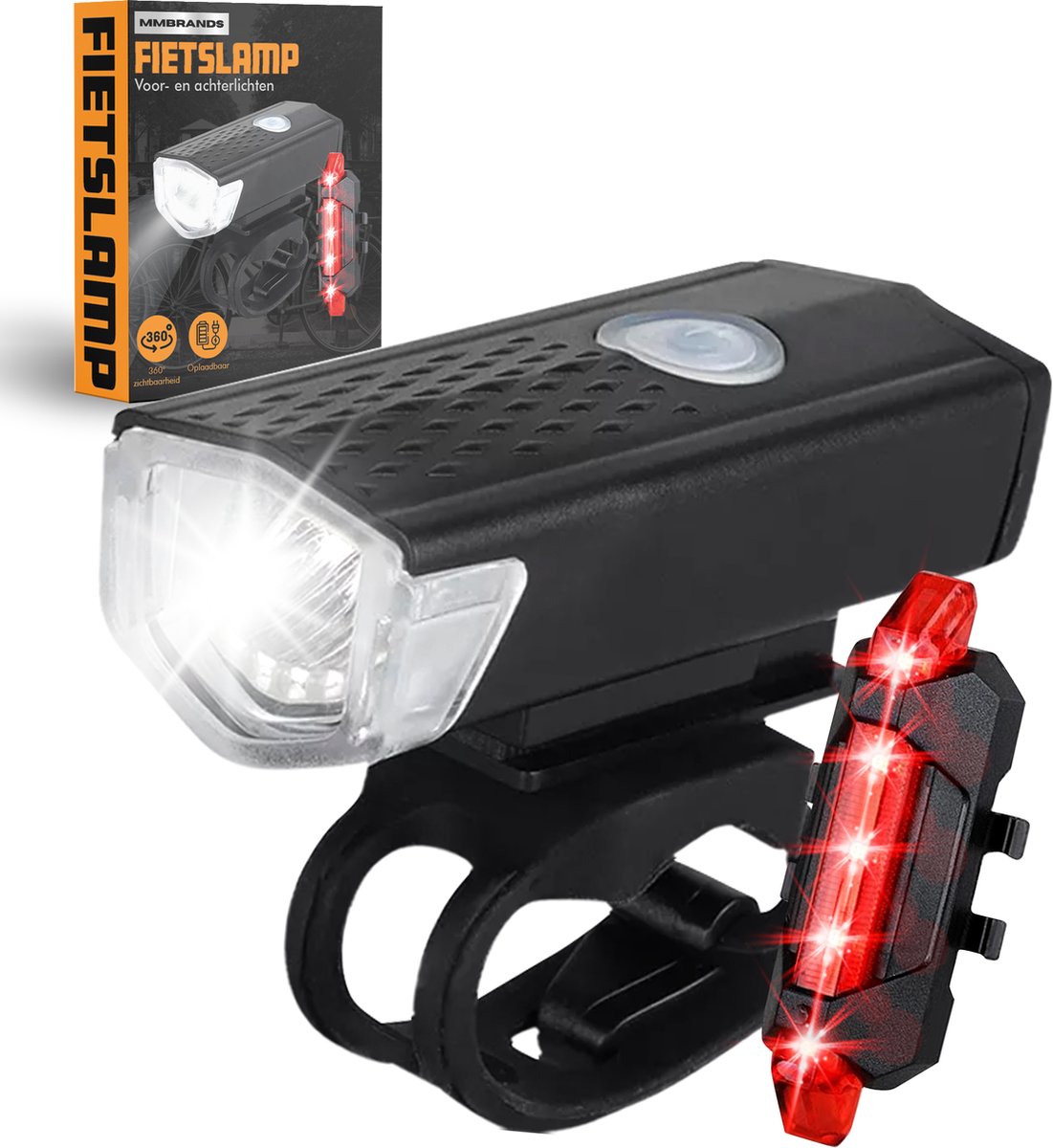 MM Brands Fietsverlichting Set - Fietslamp - Voorlicht en Achterlicht - USB Oplaadbaar... |