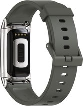 By Qubix - Geschikt voor Fitbit Charge 5 - Fitbit Charge 6 Extra soft siliconen bandje - Grijsgroen - Smartwatch Band - Horlogeband - Polsband