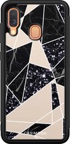 Casimoda® hoesje - Geschikt voor Samsung Galaxy A40 - Abstract Painted - Zwart TPU Backcover - Geometrisch patroon - Bruin/beige