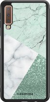 Casimoda® hoesje - Geschikt voor Samsung Galaxy A7 (2018) - Minty Marmer Collage - Zwart TPU Backcover - Marmer - Mint