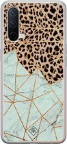 Casimoda® hoesje - Geschikt voor OnePlus Nord CE - Luipaard Marmer Mint - TPU - Backcover - Bruin - Luipaardprint