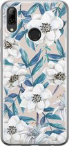 Casimoda® hoesje - Geschikt voor Huawei P Smart (2019) - Bloemen / Floral blauw - Siliconen/TPU - Soft Case - Blauw - Bloemen