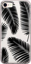 Casimoda® hoesje - Geschikt voor iPhone 8 - Palm Leaves Silhouette - Siliconen/TPU telefoonhoesje - Backcover - Planten - Zwart