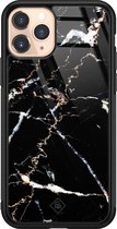Casimoda® hoesje - Geschikt voor iPhone 11 Pro - Marmer Zwart - Luxe Hard Case Zwart - Backcover telefoonhoesje - Zwart