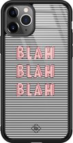 Casimoda® hoesje - Geschikt voor iPhone 11 Pro Max - Blah Blah Blah - Luxe Hard Case Zwart - Backcover telefoonhoesje - Multi