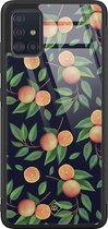 Casimoda® hoesje - Geschikt voor Samsung Galaxy A51 - Fruit / Sinaasappel - Luxe Hard Case Zwart - Backcover telefoonhoesje - Multi