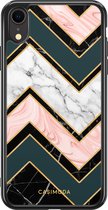 Casimoda® hoesje - Geschikt voor iPhone XR - Marmer Triangles - Siliconen/TPU telefoonhoesje - Backcover - Marmer - Multi