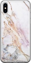 Casimoda® hoesje - Geschikt voor iPhone Xs - Parelmoer Marmer - Siliconen/TPU telefoonhoesje - Backcover - Marmer - Roze