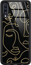 Casimoda® hoesje - Geschikt voor Samsung Galaxy A50 - Abstract Faces - Luxe Hard Case Zwart - Backcover telefoonhoesje - Zwart