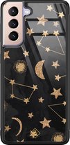 Casimoda® hoesje - Geschikt voor Samsung Galaxy S21 - Counting The Stars - Luxe Hard Case Zwart - Backcover telefoonhoesje - Zwart