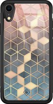Casimoda® hoesje - Geschikt voor iPhone XR - Cubes Art - Luxe Hard Case Zwart - Backcover telefoonhoesje - Multi