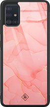 Casimoda® hoesje - Geschikt voor Samsung Galaxy A51 - Marmer Roze - Luxe Hard Case Zwart - Backcover telefoonhoesje - Roze