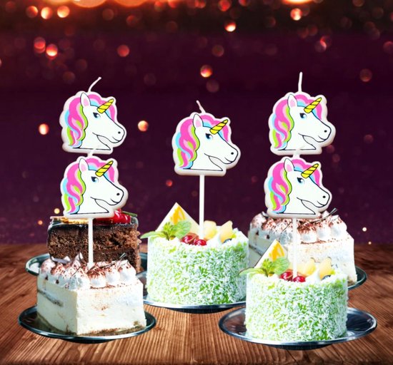 bougies Licorne Unicorn bougie cupcake gâteau pâtisserie 5 pièces