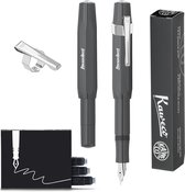 Kaweco - Vulpen Sport Skyline Grijs Fountain Pen - Medium - Oktogonal Clip Chrome -  doosje vullingen