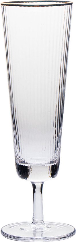 Vikko Lot De 4 Flûtes à Champagne, 250 Ml, Bleu Avec Bord Doré