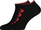 HUGO logo sokken (2-pack) - heren enkelsokken - zwart - Maat: 43-46