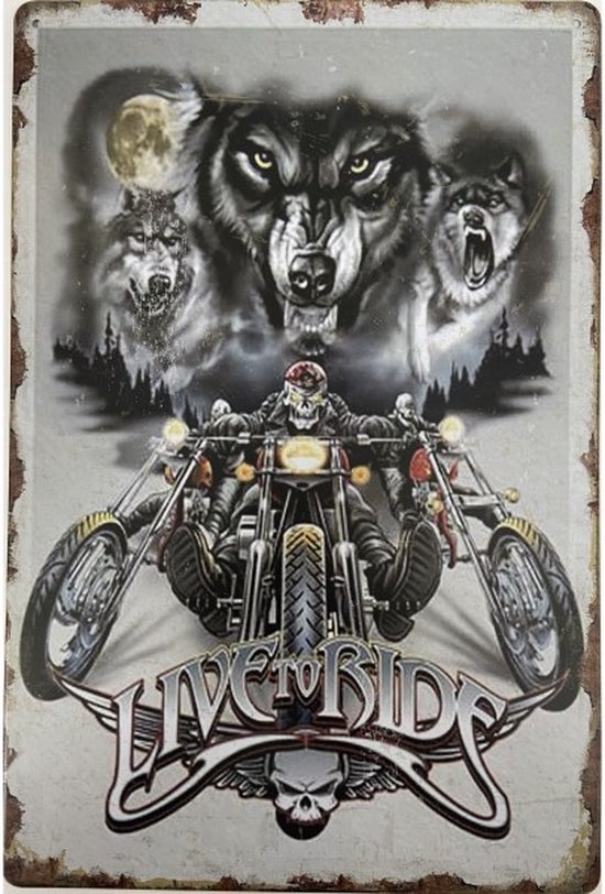 Wandbord - Live To Ride Motors And Wolfs