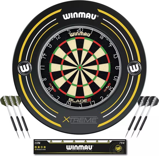 Winmau Blade 6 Xtreme dartbordset Zwarte Surround + 2 sets luxe darts